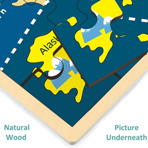Wooden USA Map Puzzle, United States Puzzles 25 Pcs New Sealed Age 3+ - Picture 5 of 12
